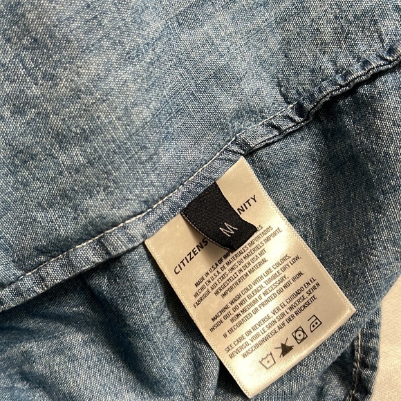 CITIZENS OF HUMANITY Jolene Ruffle Button Down Chambray Top Shirt Blouse - Picture 9 of 9